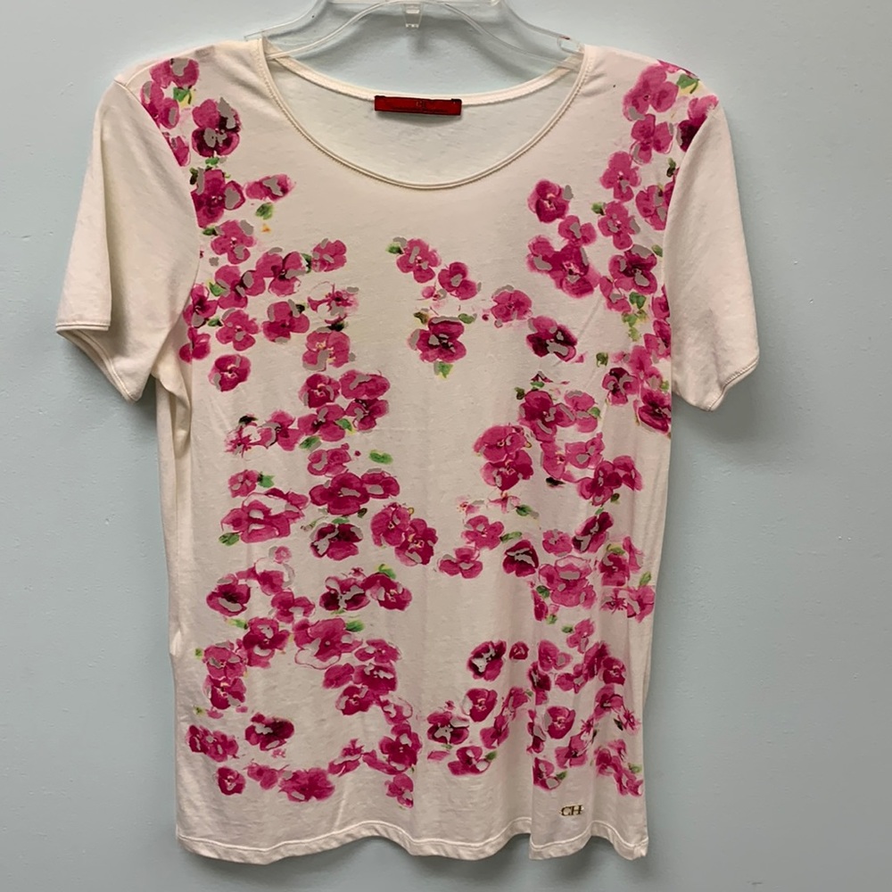 CAROLINA HERRERA Short Sleeve Cutout Style T-Shirt